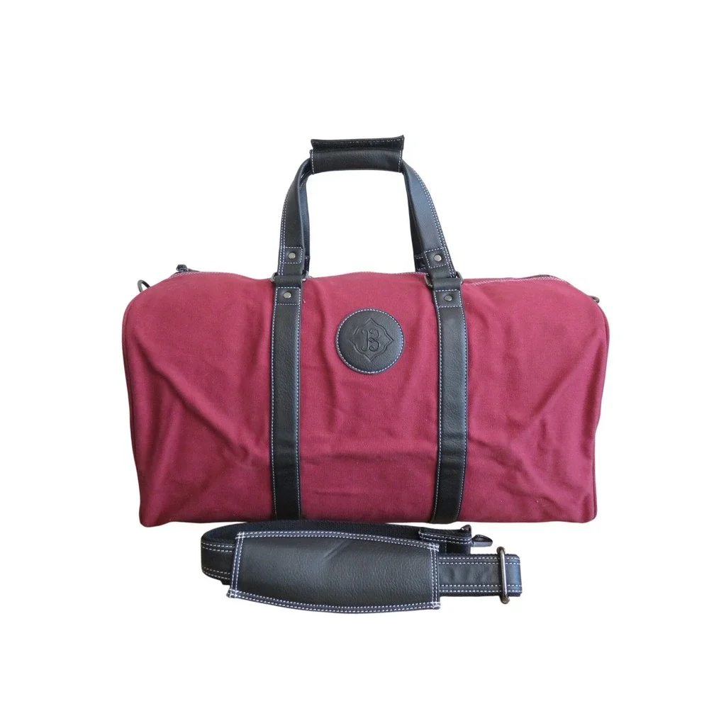 Thick Canvas Duffle Bag Burgundy Travel Weekender Carry On + Shoulder‎ Strap